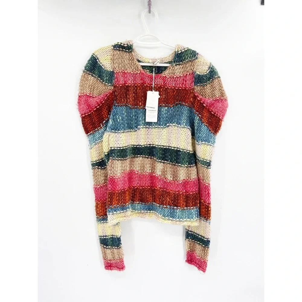 Ulla Johnson Violeta Sweater M/L Paradise Multicolor Stripe Wool Knit Pullover‎